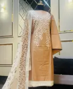 Beige Floral Embroidered Three Piece - Image 2