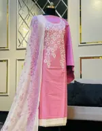 Blush Pink Floral Embroidered Three Piece - Image 2